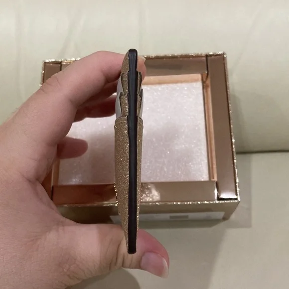 NWT Kate Spade Gold Sparkle Glitter Glimmer Boxed Small Slim Card Holder Wallet - Picture 8 of 15